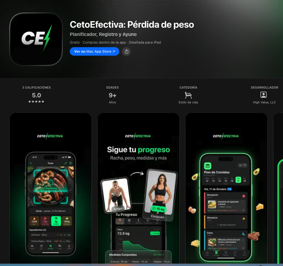 CetoEfectiva, app real construida por un miembro de la comunidad de Nicolás Sosa aplicando el método High Value