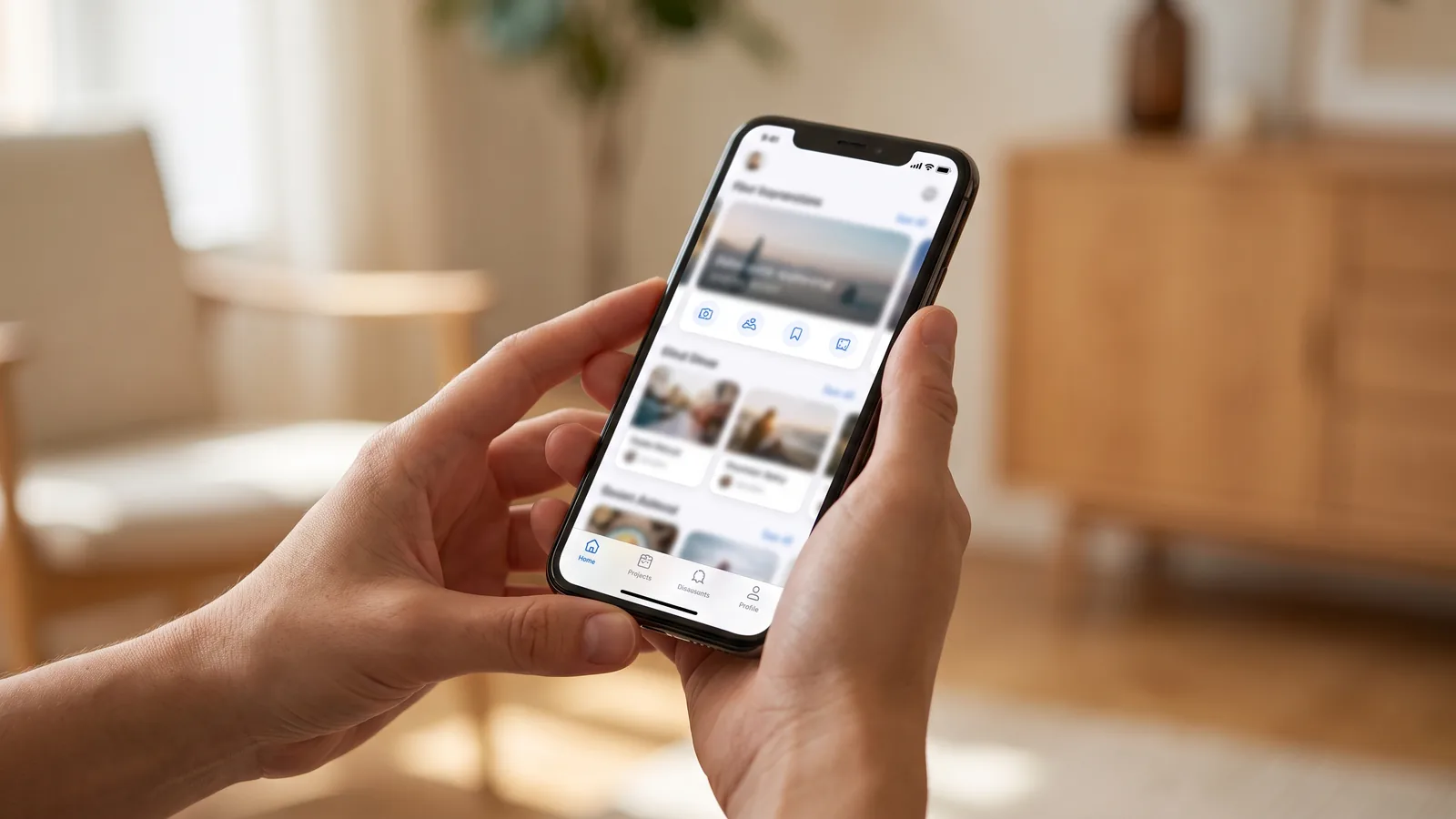 Manos probando en el teléfono una primera app creada al aprender Claude desde cero